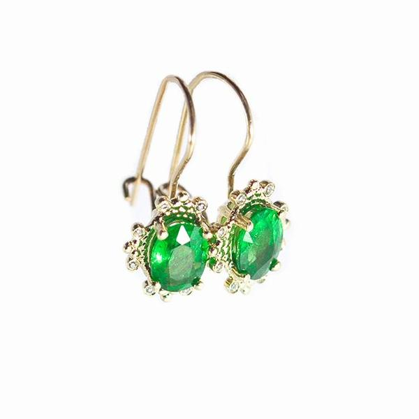 Green Garnet Earrings - Alice & Chains Jewelry, Houston Jewelry Designer