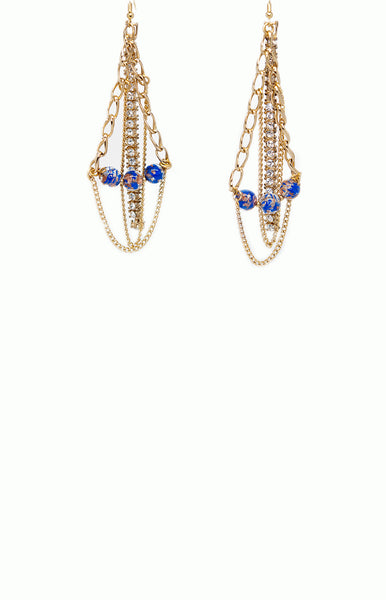 Blue Bead Vintage Chain Earrings - Alice & Chains Jewelry, Houston Jewelry Designer