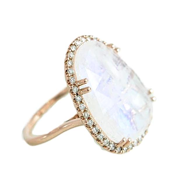 Moonstone Diamond Ring - Alice & Chains Jewelry, Houston Jewelry Designer