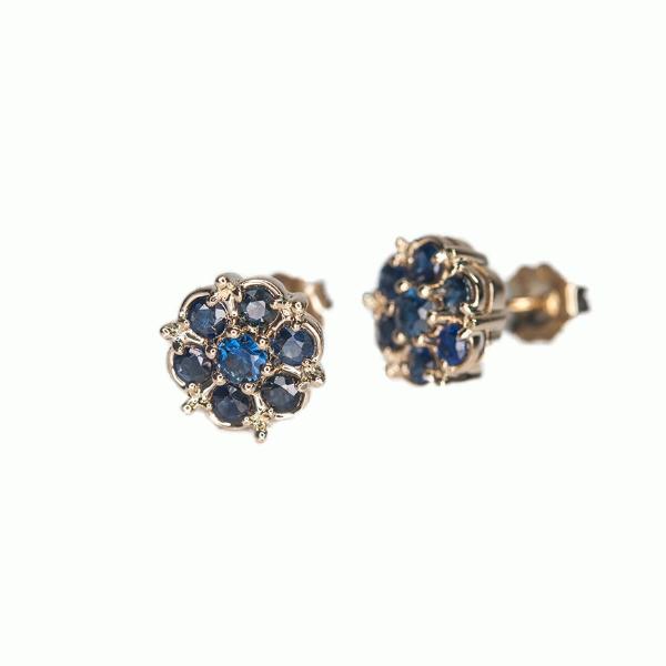 Sapphire Cluster Earrings - Alice & Chains Jewelry, Houston Jewelry Designer