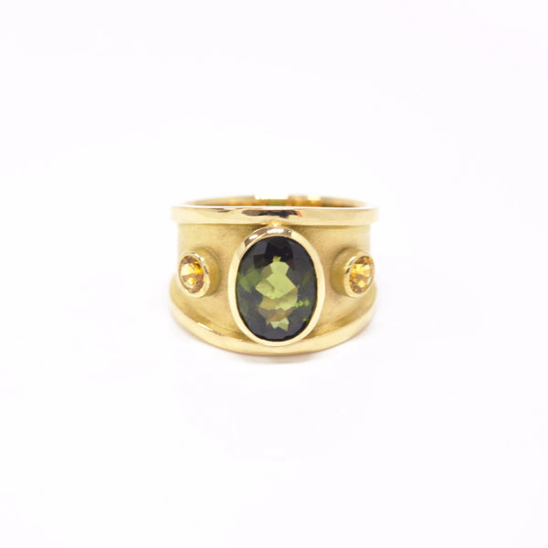 Tourmaline 18K Gold Ring - Alice & Chains Jewelry, Houston Jewelry Designer