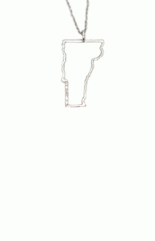 Silver Diamond Vermont State Necklace - Alice & Chains Jewelry, Houston Jewelry Designer
